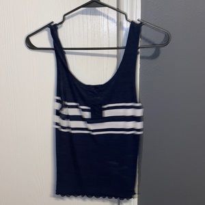 Navy blue and white striped hollister tank top